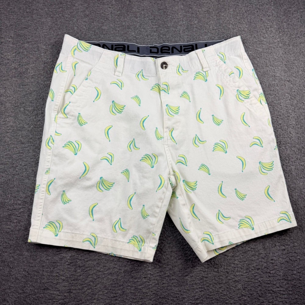 Denali Men's Size 36 Chino Summer Cotton‎ Banana Print Shorts White